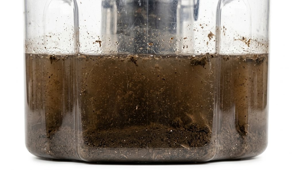 Depósito de agua sucia lleno tras una limpieza por inyección-extracción